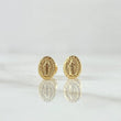 Stud Earrings Virgen Milagrosa Oval 0.6gr / 7.5mm Textured Edge 18K Yellow Gold