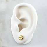 Stud Earrings Coffee Bean 0.95gr / 9.7mm Diamond Cut 18K Yellow Gold