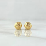 Stud Earrings Bead 0.8gr / 6mm Diamond Cut Linear Yellow Gold 18K ©