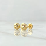 Stud Earrings Bead 0.8gr / 6mm Diamond Cut Linear Yellow Gold 18K ©