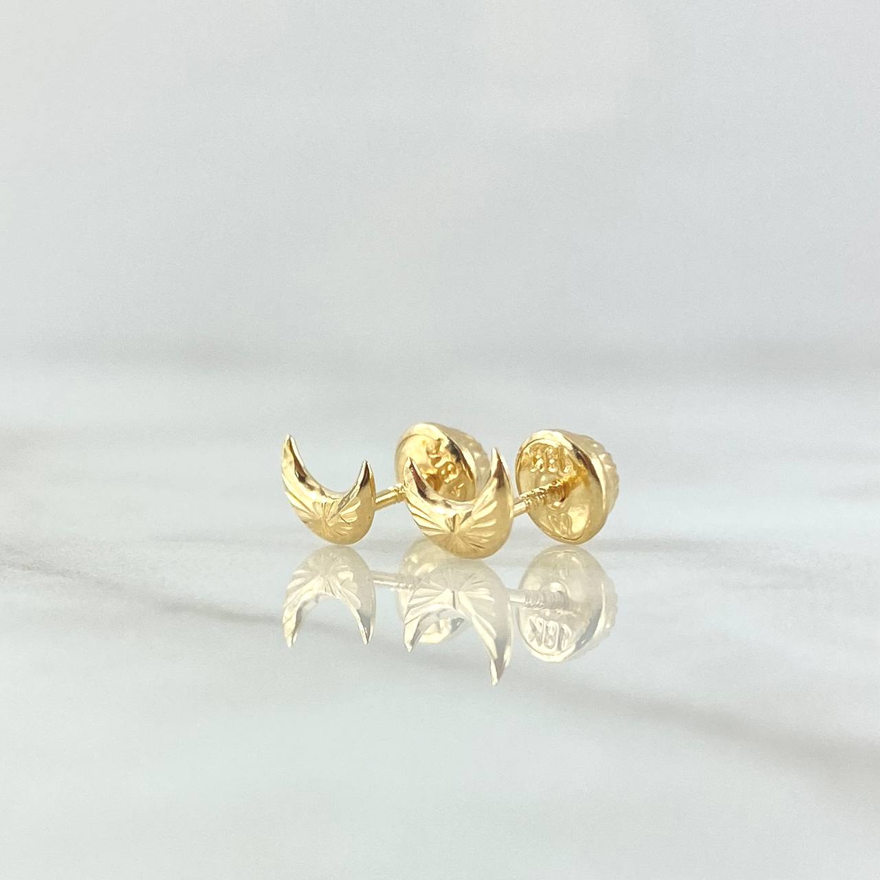 Topos Lunas 0.5gr / 6.5mm Diamantadas Oro Amarillo 18K