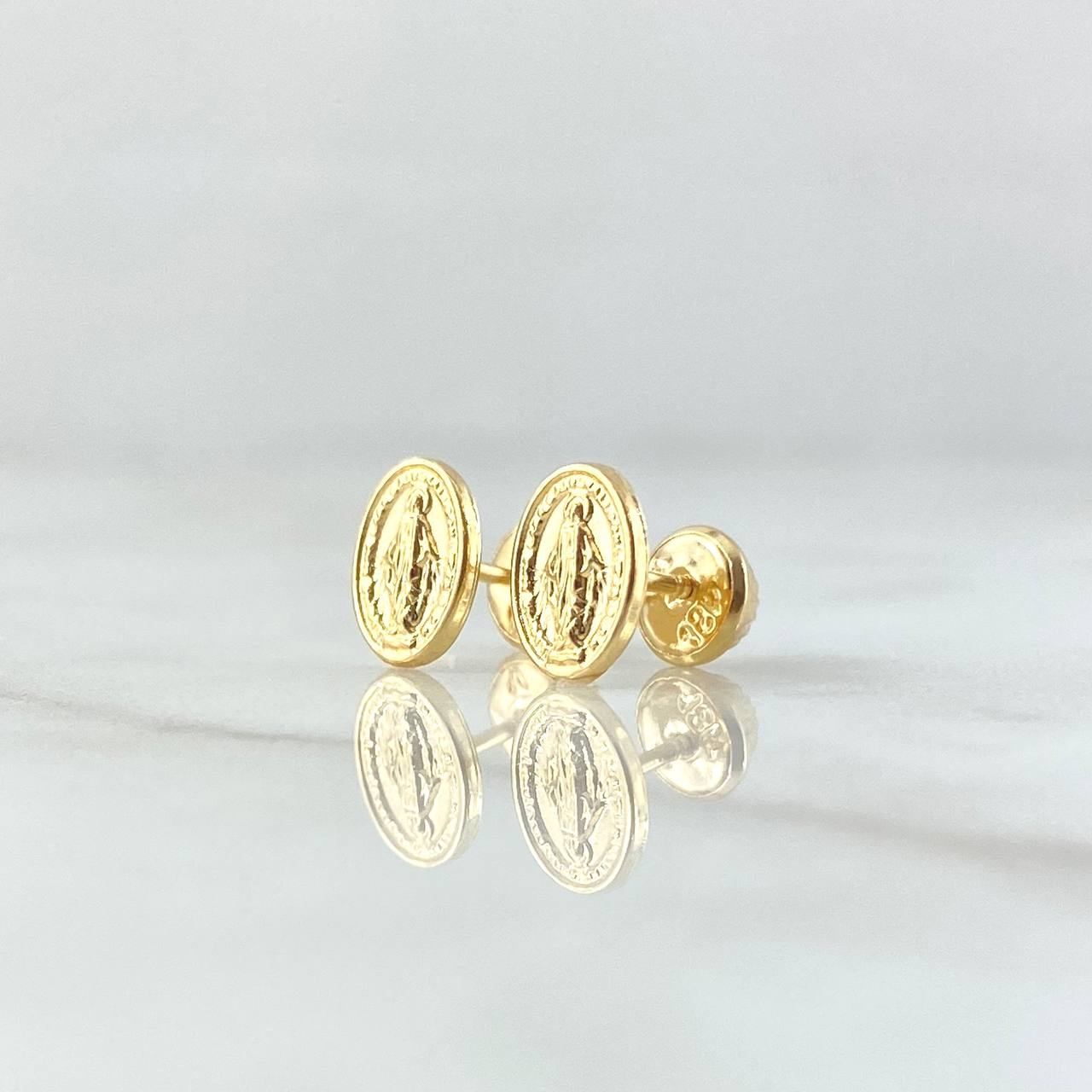 Topos Virgen Milagrosa Ovalo 0.65gr / 8mm Borde Liso Oro Amarillo 18K