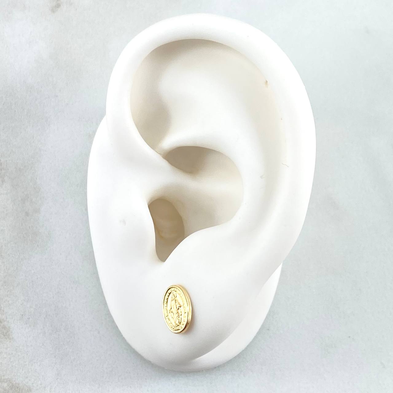 Topos Virgen Milagrosa Ovalo 0.65gr / 8mm Borde Liso Oro Amarillo 18K