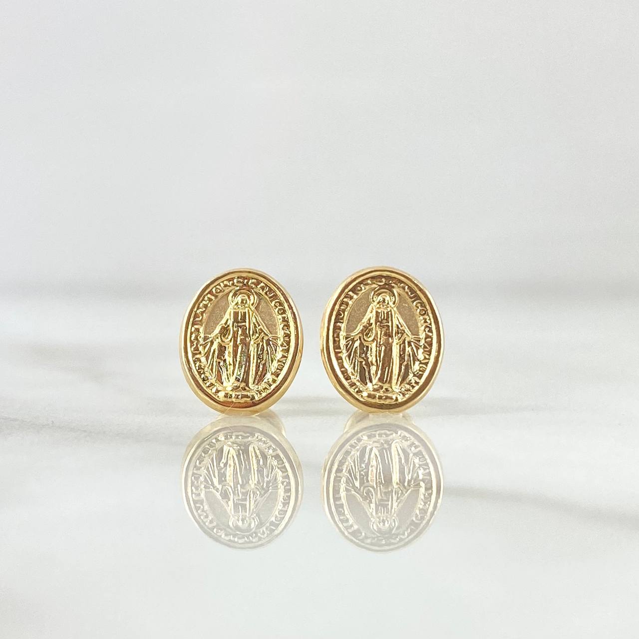Topos Virgen Milagrosa Ovalo 0.85gr / 1.4cm / Borde Liso Oro Amarillo 18K