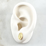 Topos Virgen Milagrosa Ovalo 0.85gr / 1.4cm / Borde Liso Oro Amarillo 18K