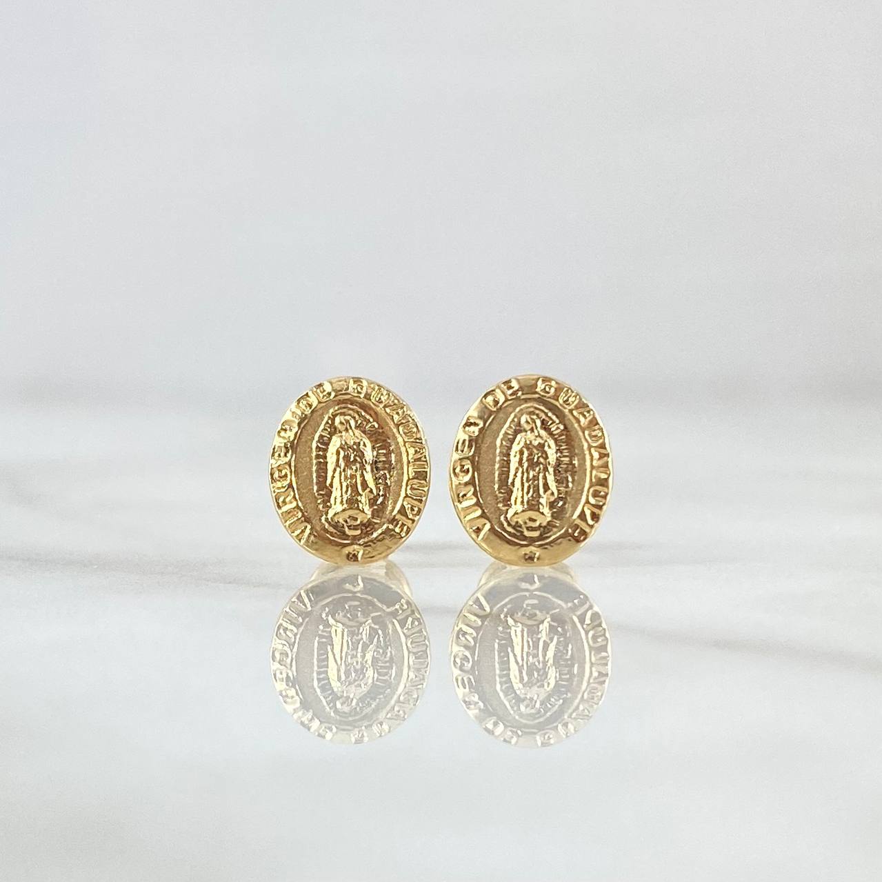 Topos Virgen Guadalupe Ovalo 0.75gr / 9.5mm Mate Lisos Oro Amarillo 18K