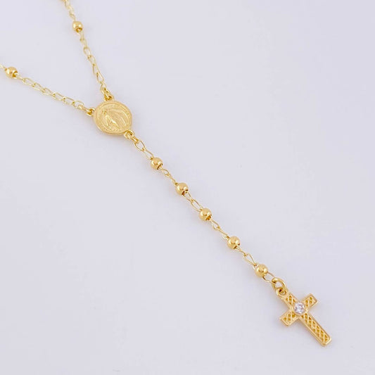 Rosary Miraculous Virgin Cross Mesh 4.15g / 22 in / 2.25mm Yellow Gold 18K
