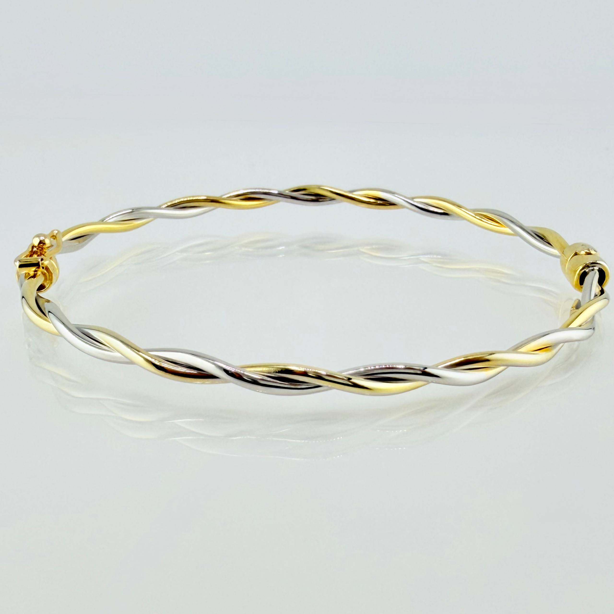 Pulso Aro Trenzado 3.95gr / 7 1/2 in / 3mm Dos Oros Amarillo Blanco +4 18K ©