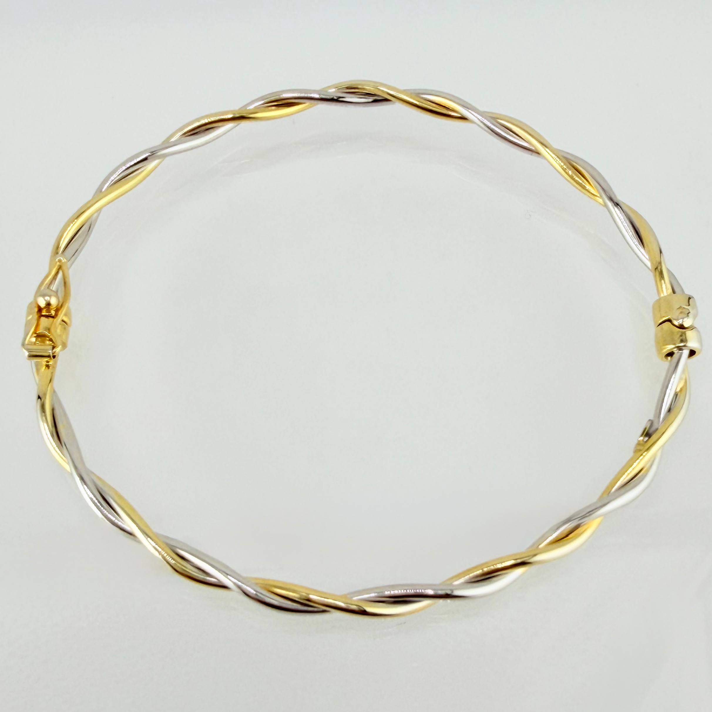 Pulso Aro Trenzado 3.95gr / 7 1/2 in / 3mm Dos Oros Amarillo Blanco +4 18K ©