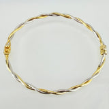 Pulso Aro Trenzado 3.95gr / 7 1/2 in / 3mm Dos Oros Amarillo Blanco +4 18K ©