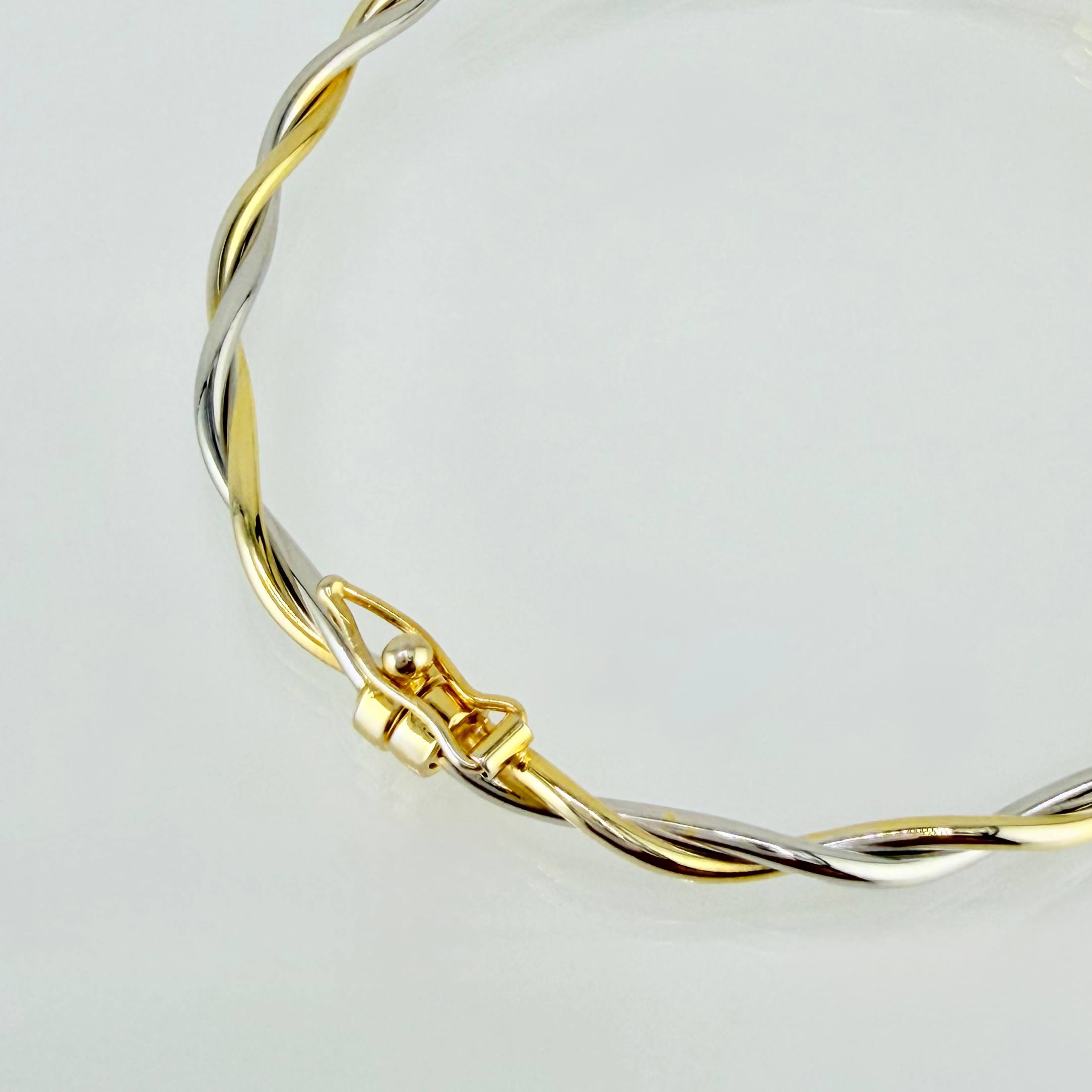 Pulso Aro Trenzado 3.95gr / 7 1/2 in / 3mm Dos Oros Amarillo Blanco +4 18K ©