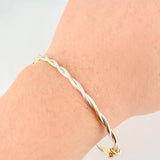 Pulso Aro Trenzado 3.95gr / 7 1/2 in / 3mm Dos Oros Amarillo Blanco +4 18K ©