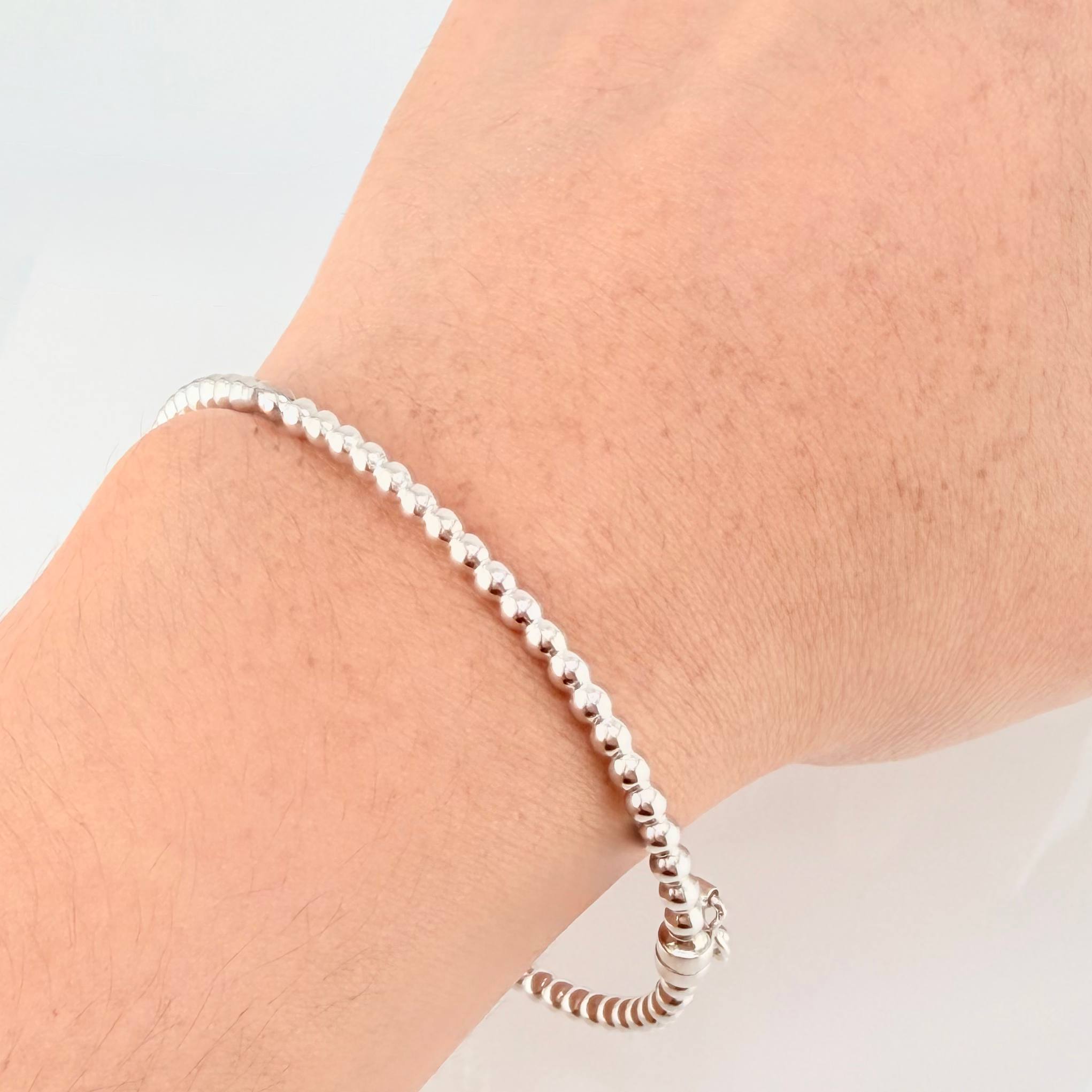 Pulso Aro Bolas 5.2gr / 7 in / 3mm Oro Blanco +4 18K ©