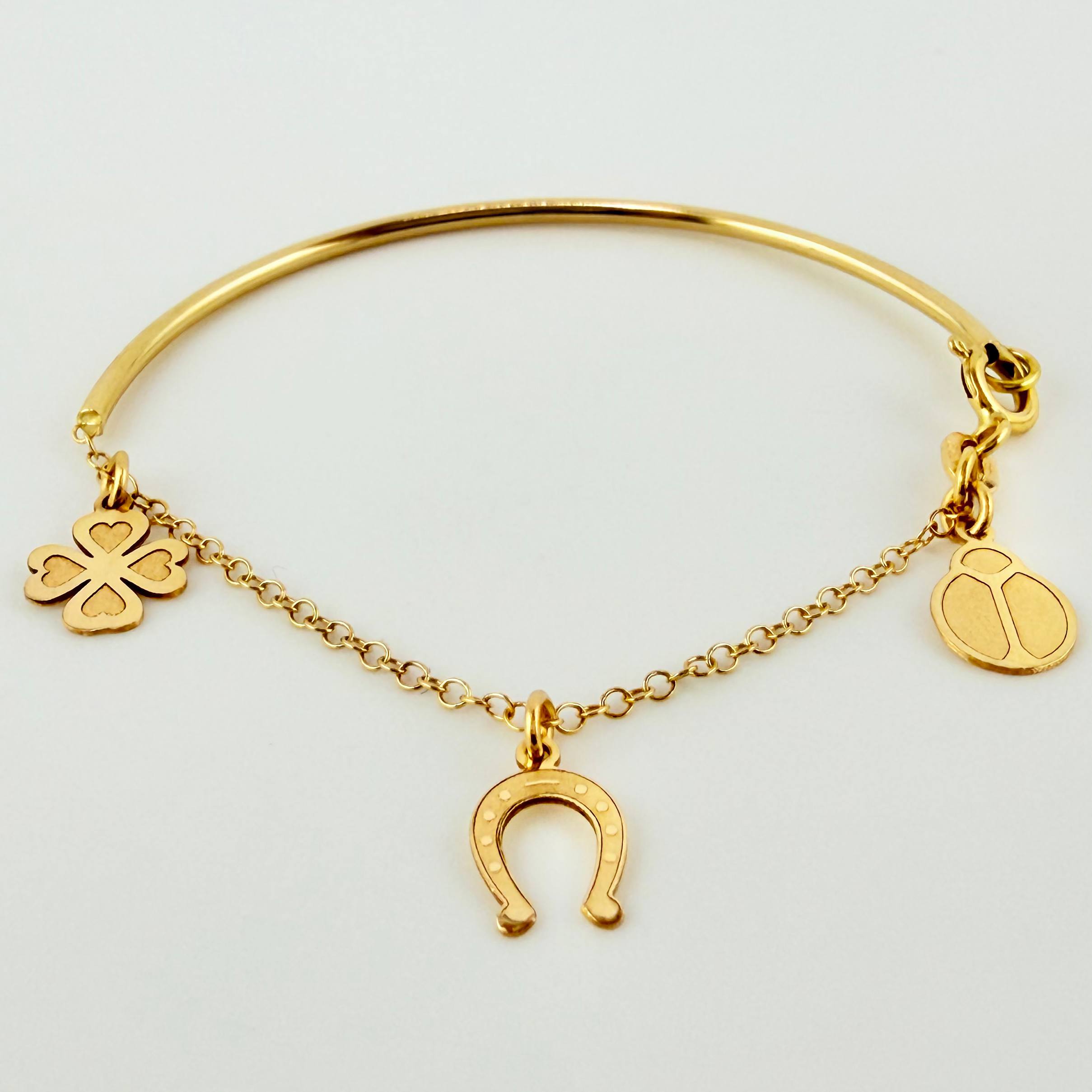 Pulso Charms 1.95gr / 4 3/4 in / 1.4mm Oro Amarillo +4 18K ©