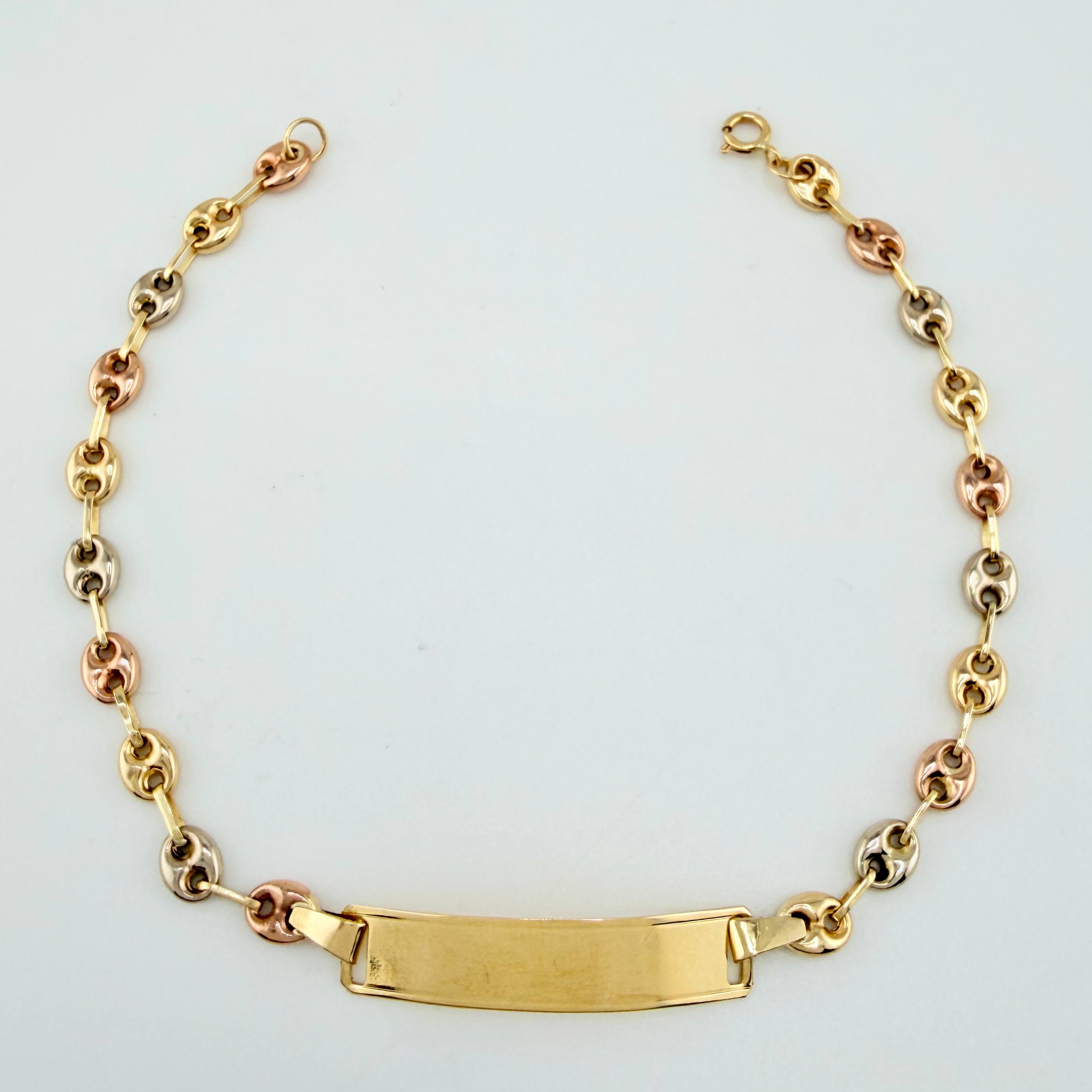 Pulso GC Placa Rectangular 2.65gr / 7 in / 4mm Tres Oros 18K *