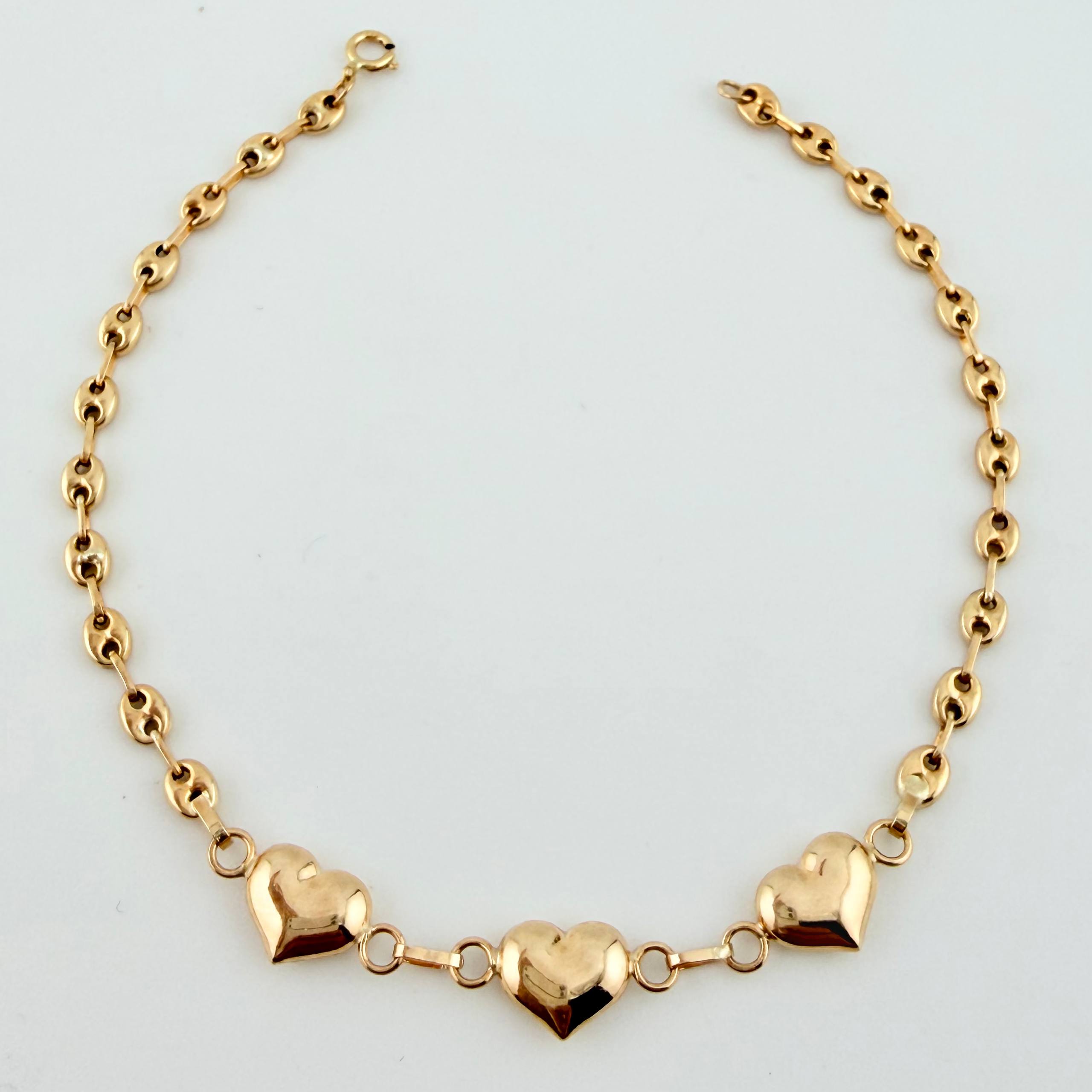 Pulso GC Trio Corazon 2.5gr / 7 1/4 in / 3.1mm Oro Amarillo 18K *