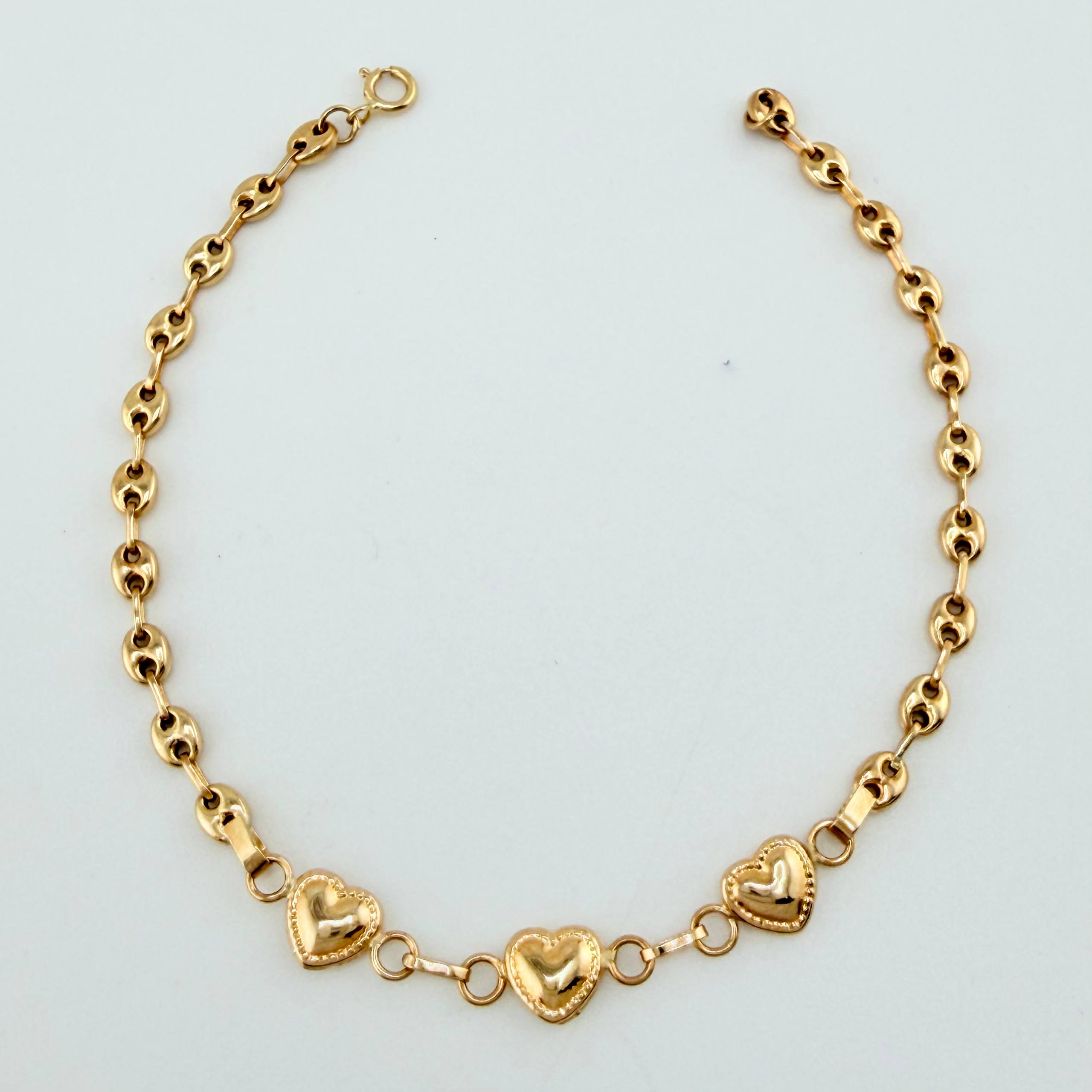 Pulso GC Trio Corazon 2.1gr / 6 1/2 in / 3.1mm Oro Amarillo 18K *