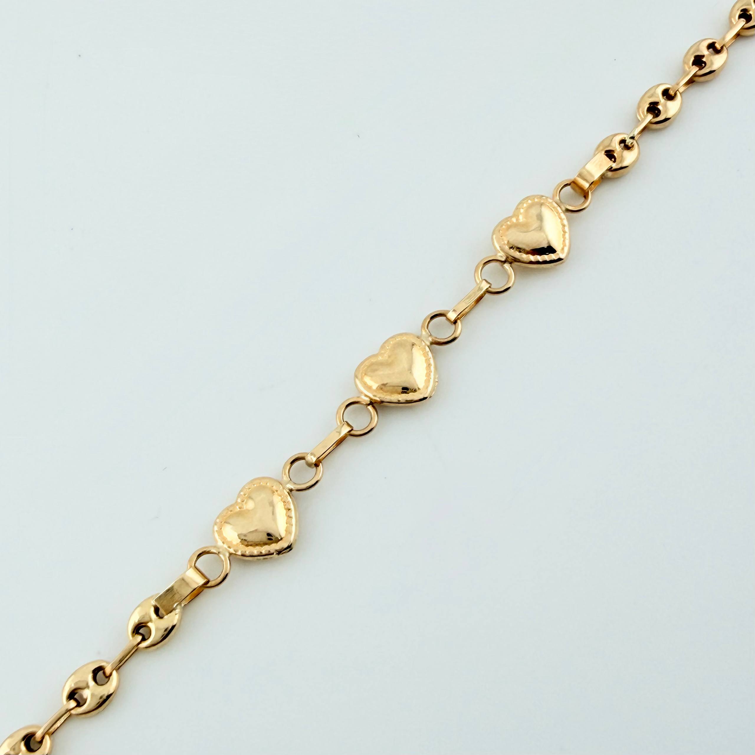 Pulso GC Trio Corazon 2.1gr / 6 1/2 in / 3.1mm Oro Amarillo 18K *