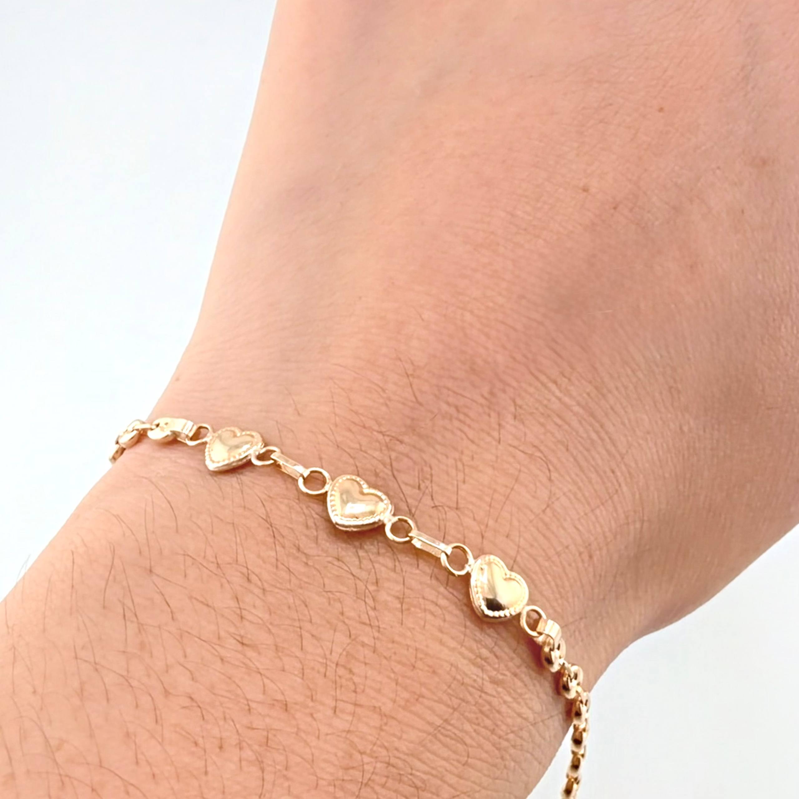 Pulso GC Trio Corazon 2.1gr / 6 1/2 in / 3.1mm Oro Amarillo 18K *