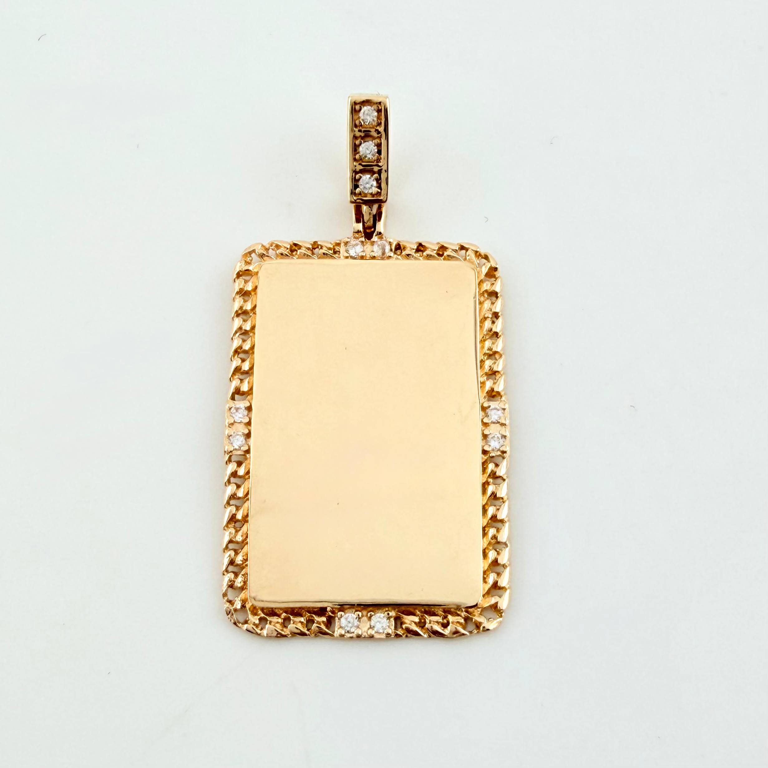 Dije Placa Bordeada 3.6gr / 1 1/4 in / Oro Amarillo 18K