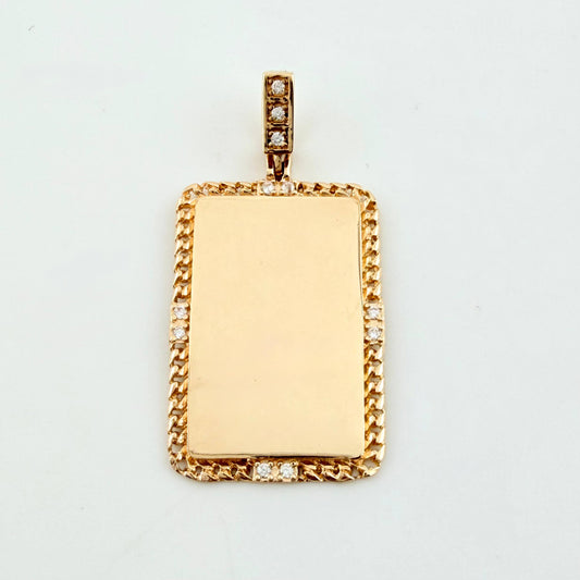 Dije Placa Bordeada 3.6gr / 1 1/4 in / Oro Amarillo 18K