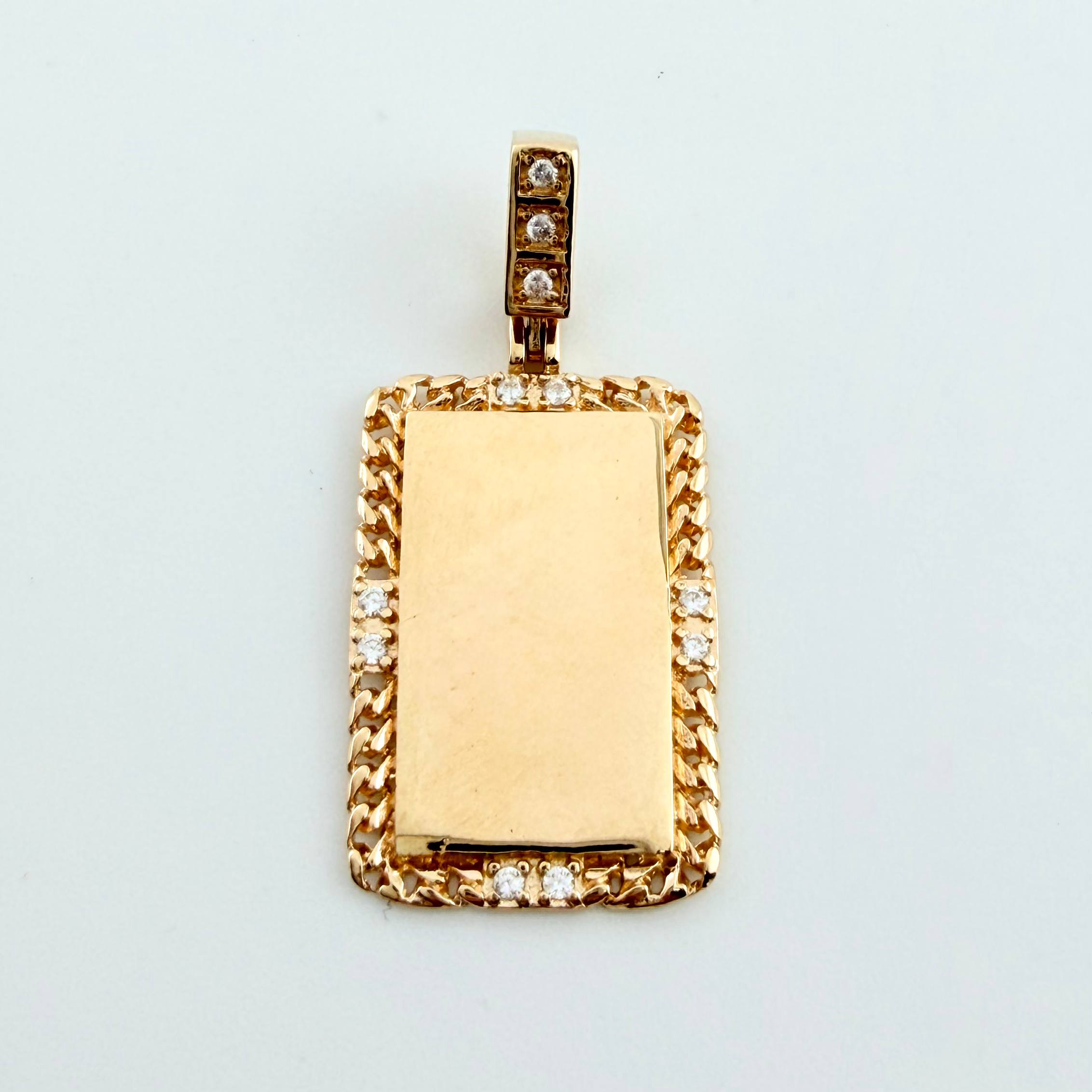 Dije Placa Bordeada 2gr / 1 in / Oro Amarillo 18K