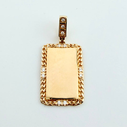 Dije Placa Bordeada 2gr / 1 in / Oro Amarillo 18K
