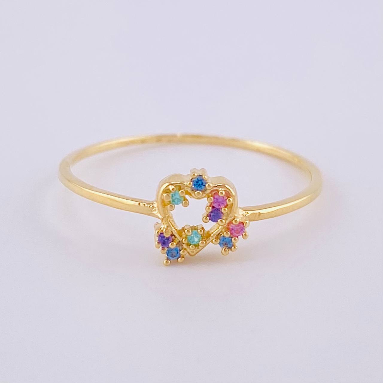Anillo Destellos Corazón 1.05 g / T8 1/4 Oro Amarillo 18K