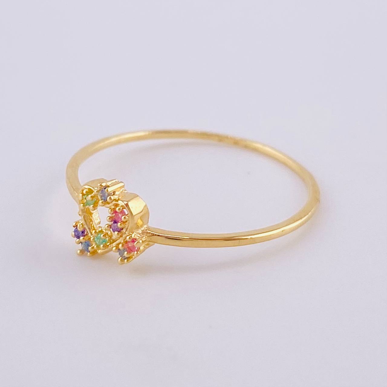 Anillo Destellos Corazón 1.05 g / T8 1/4 Oro Amarillo 18K