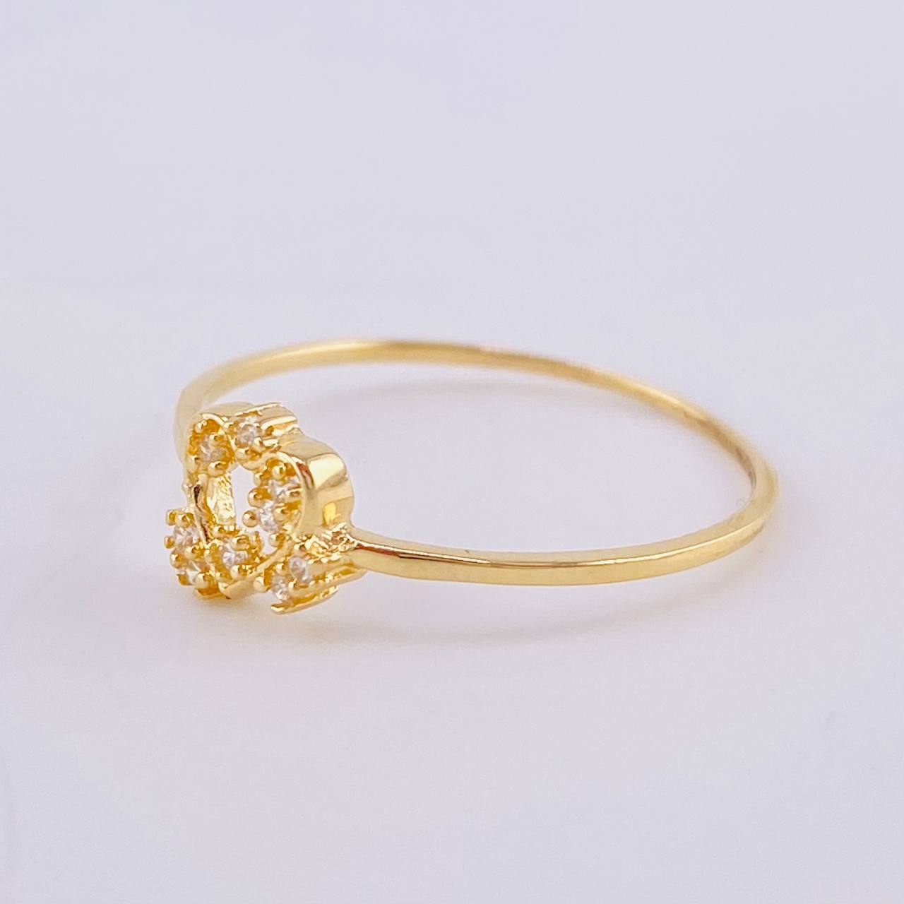 Anillo Destellos Corazón 1 g / T6 Oro Amarillo 18K