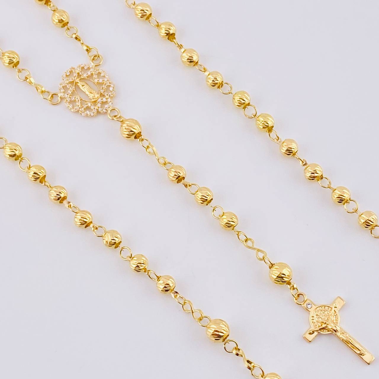 Rosario Virgen Milagrosa Diamantado 7.05 g / 18 3/4 in / 3 mm - 4 mm Oro Amarillo 18K