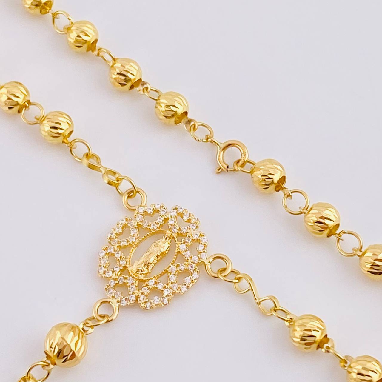 Rosario Virgen Milagrosa Diamantado 7.05 g / 18 3/4 in / 3 mm - 4 mm Oro Amarillo 18K