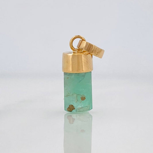 Rough Emerald Pendant 0.4g / 3/4 in 18K Yellow Gold