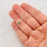 Set Cadena Veneciana + Dije Ancla Esmeralda 7pts / 1.45g / 18 in Oro Blanco 18K
