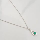 Set Cadena Veneciana + Dije Gota Esmeralda 9pts / 1.55g / 18 in Oro Blanco 18K