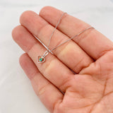 Set Cadena Veneciana + Dije Corazon Esmeralda 0.3pts / 1.3g / 18 in Oro Blanco 18K