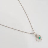 Set Cadena Veneciana + Dije Corazon Esmeralda 0.3pts / 1.3g / 18 in Oro Blanco 18K