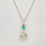 Venetian Chain Set + Emerald Drop Pendant 0.6pts / 1.65g / 18 in White Gold 18K