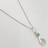 Venetian Chain Set + Emerald Drop Pendant 0.6pts / 1.65g / 18 in White Gold 18K