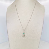 Venetian Chain Set + Emerald Drop Pendant 0.6pts / 1.65g / 18 in White Gold 18K