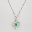Set Cadena Veneciana + Dije Corazon Esmeralda 0.4pts / 1.45g / 18 in Oro Blanco 18K