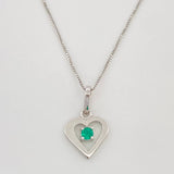 Set Cadena Veneciana + Dije Corazon Esmeralda 0.4pts / 1.45g / 18 in Oro Blanco 18K