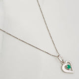 Set Cadena Veneciana + Dije Corazon Esmeralda 0.4pts / 1.45g / 18 in Oro Blanco 18K