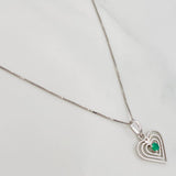 Venetian Chain Set + Emerald Heart Pendant 0.5pts / 1.55g / 18 in White Gold 18K