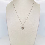 Venetian Chain Set + Emerald Heart Pendant 0.5pts / 1.55g / 18 in White Gold 18K