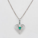 Venetian Chain Set + Emerald Heart Pendant 0.5pts / 1.55g / 18 in White Gold 18K