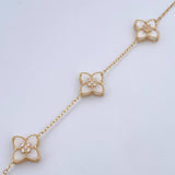 Classic Link Bracelet Flowers 5.9gr / 17.5cm-19.4cm / 1.3mm White Jade White Zircons Yellow Gold +4 18K &