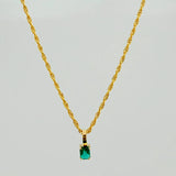 Set Lazo+Rectangular Esmeralda 1.1gr / 19 3/4 in / 1.2mm Oro Amarillo 18K &