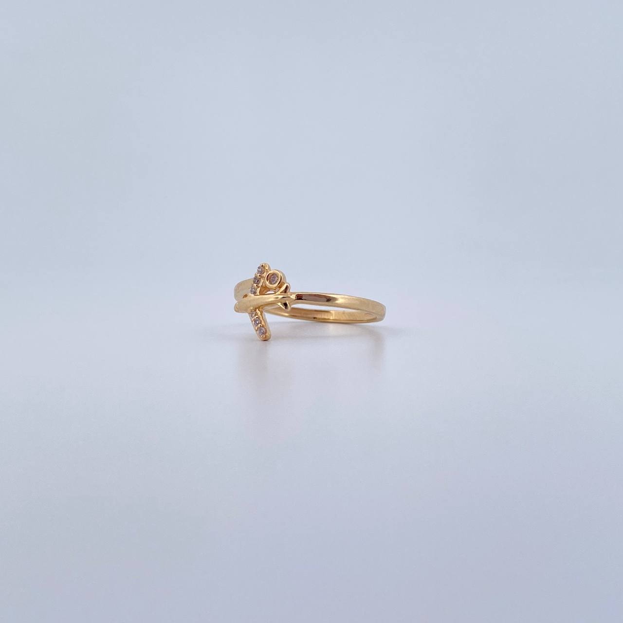Airplane Ring 1.55gr / T6 / White Zircons 18K Yellow Gold $