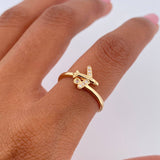 Airplane Ring 1.55gr / T6 / White Zircons 18K Yellow Gold $